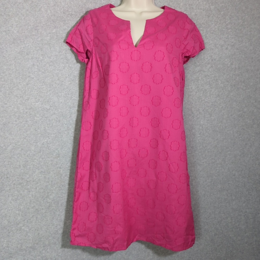 Vineyard Vines 2 Pink Shift Dress Leaf Cotton Jacquard Tunic Beach Vacation
